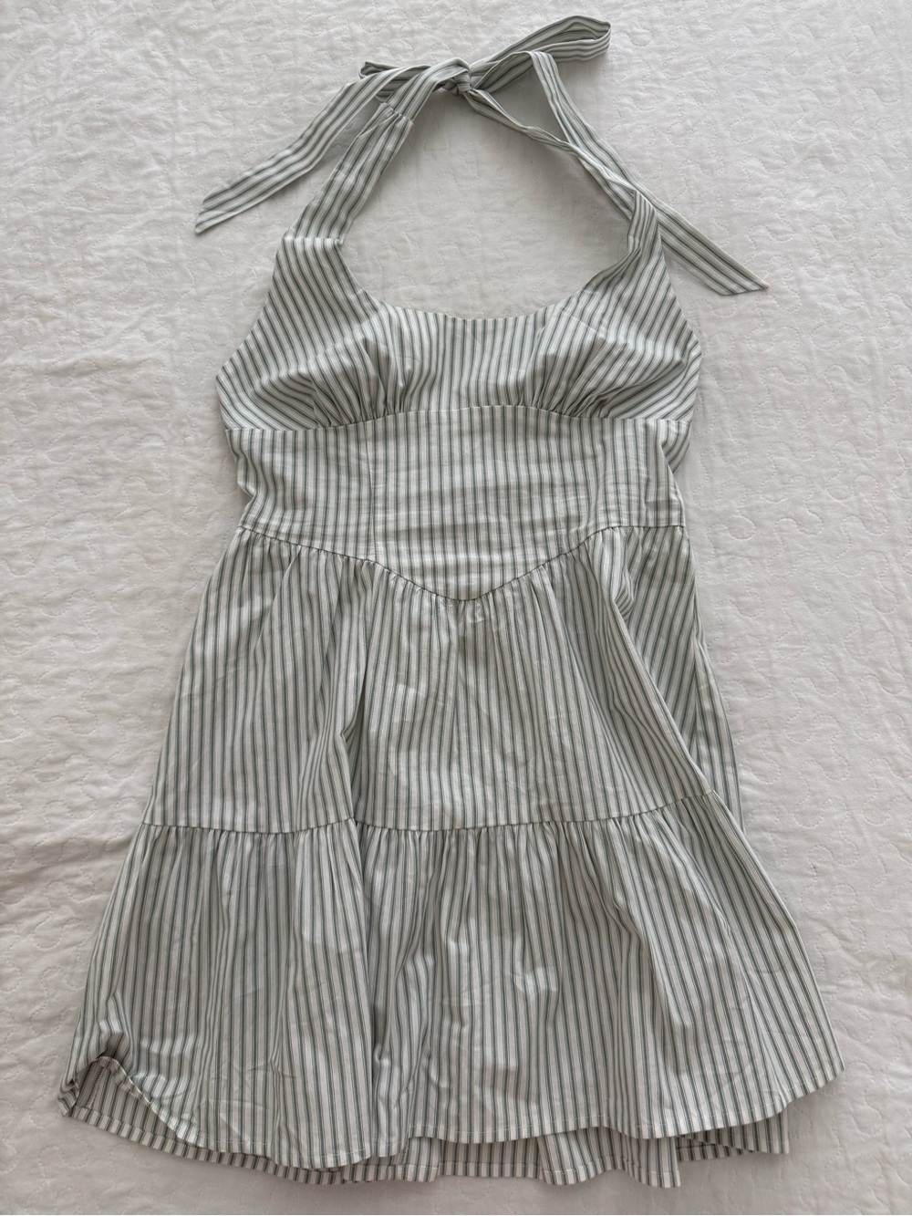 wild fable White and Gray Striped Halter Mini Dress